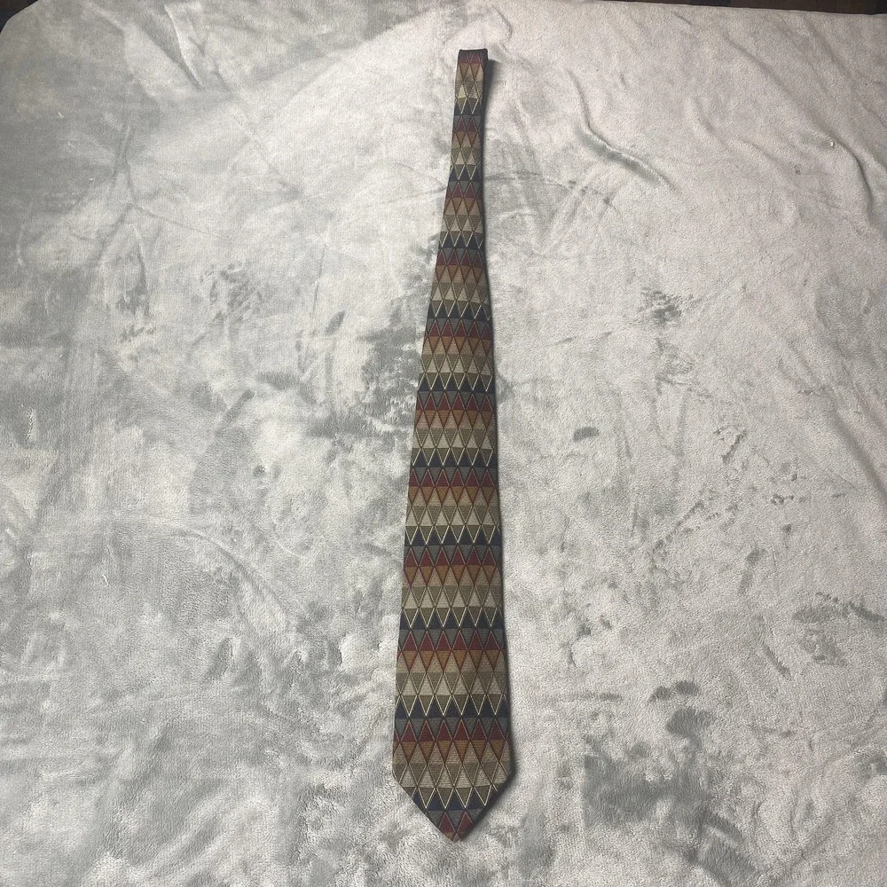 Zinc Tie Mens One‎ Size Multicolor Geometric Silk Wide Handmade Jacquard Necktie